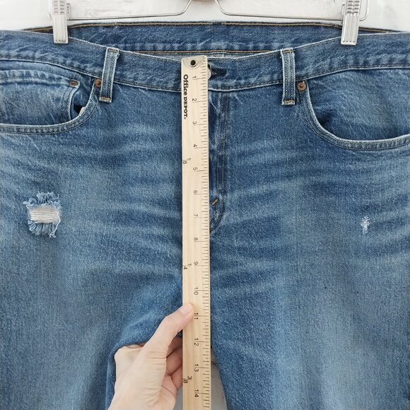 Levis Jeans Mens 38x30 511 Blue Straight Leg Distressed Mid Rise Mid Wash - Picture 9 of 12
